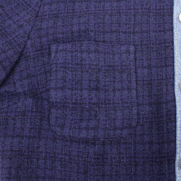 NWT Sandro Brooke Tweed and Denim Mini Dress in Blue with Gold Buttons Size 36 - Picture 7 of 15